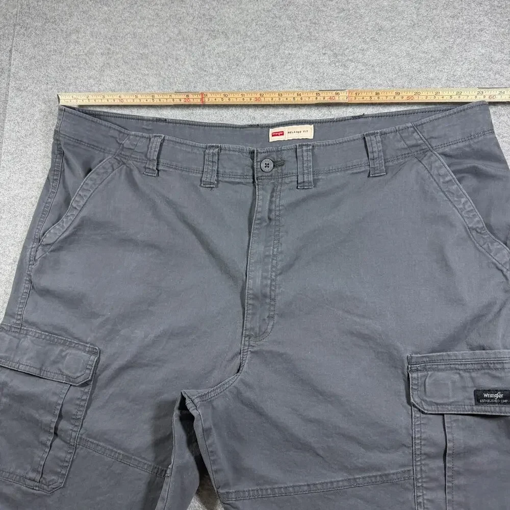 Wrangler Cargo Shorts Mens 48 Gray Relaxed Fit Cotton Utility Workwear Outdoor